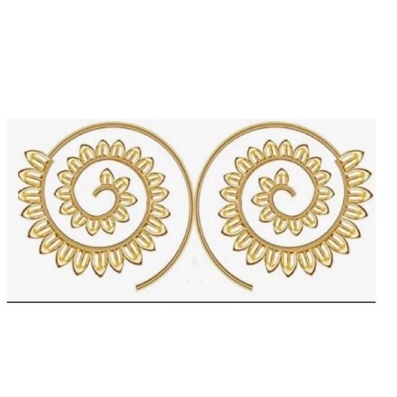 Bohemian Vintage Hoop Earrings Circle Gold plated - Picture 1 of 2